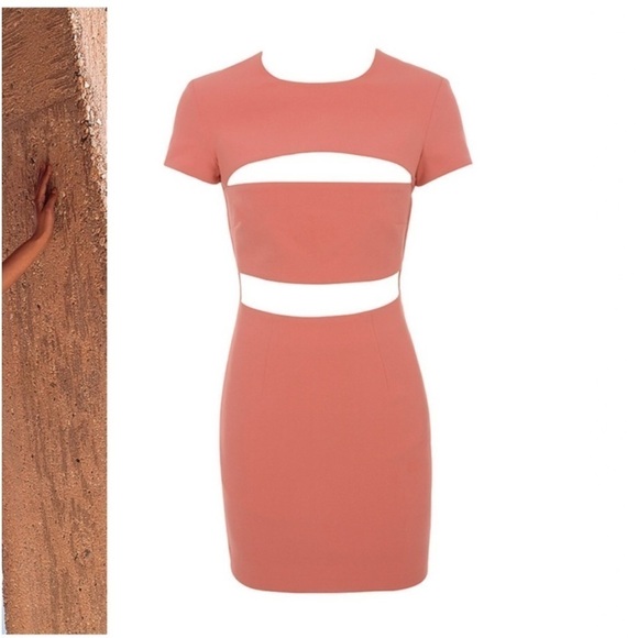 NWT House of CB Salmon Coral Cutout Short Sleeve Bodycon Mini Dress Size M - Picture 12 of 15